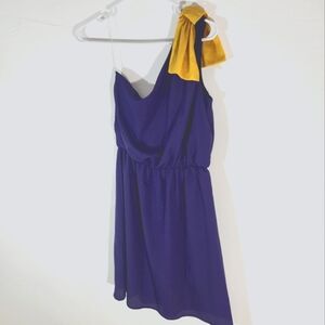 Purple and gold one sleeve dress womens small Newberry custom dress New With tag